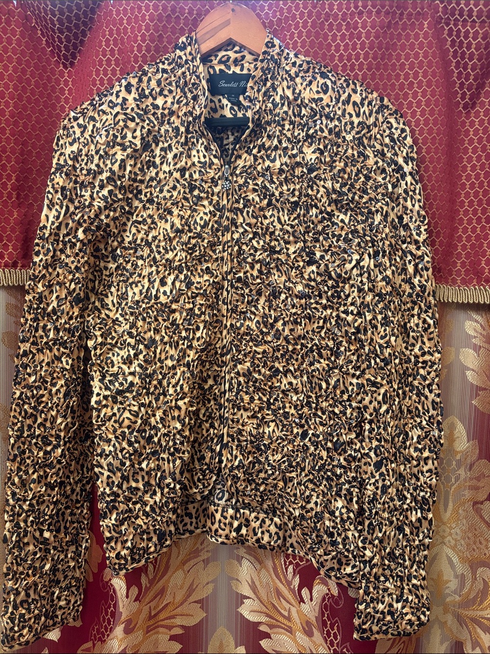 Leopard Print Zip-Front Jacket - Gold/Black